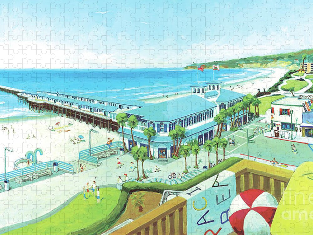 Crystal Pier Jigsaw Puzzle featuring the painting Crystal Pier Pacific Beach San Diego California #2 by Paul Strahm