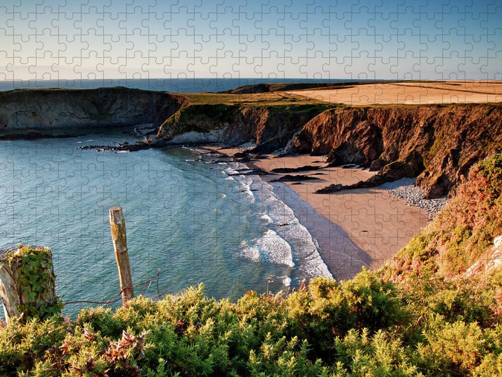 Scenics Jigsaw Puzzle featuring the photograph Beach On The Pembrokeshire Coast Path by Michael Roberts