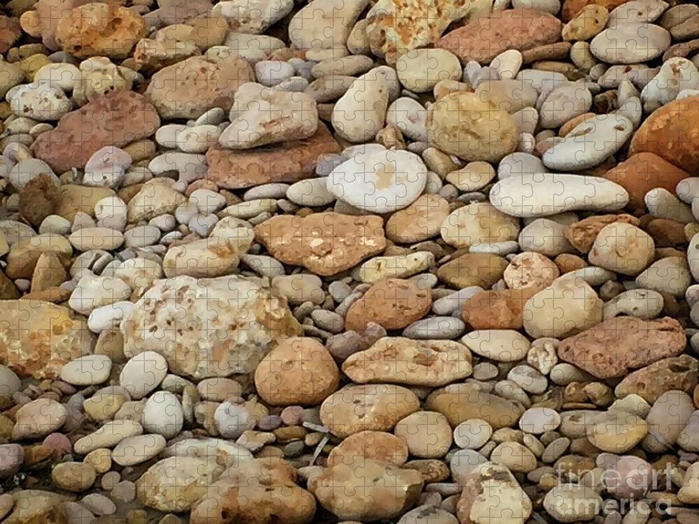 Beach Jigsaw Puzzle featuring the digital art Beach Stones Binigaus Menorca by Dee Flouton