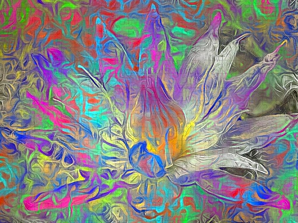 Abstract Jigsaw Puzzle featuring the digital art Beautiful Lotus Flower by Bruce Rolff