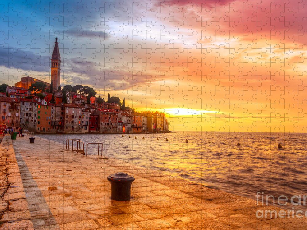 Dusk Jigsaw Puzzle featuring the photograph Beautiful Sunset At Rovinj In Adriatic by Fesus Robert