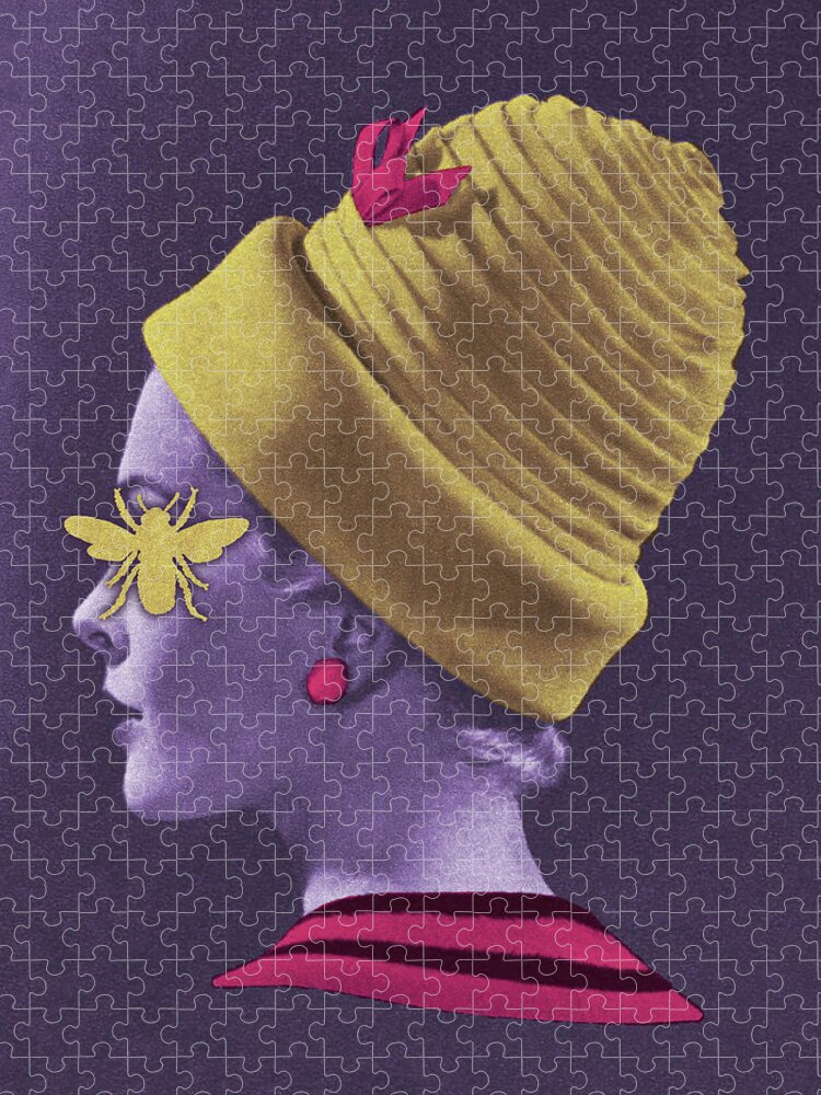 Accessories Jigsaw Puzzle featuring the drawing Beehive Cap Fashion by CSA Images