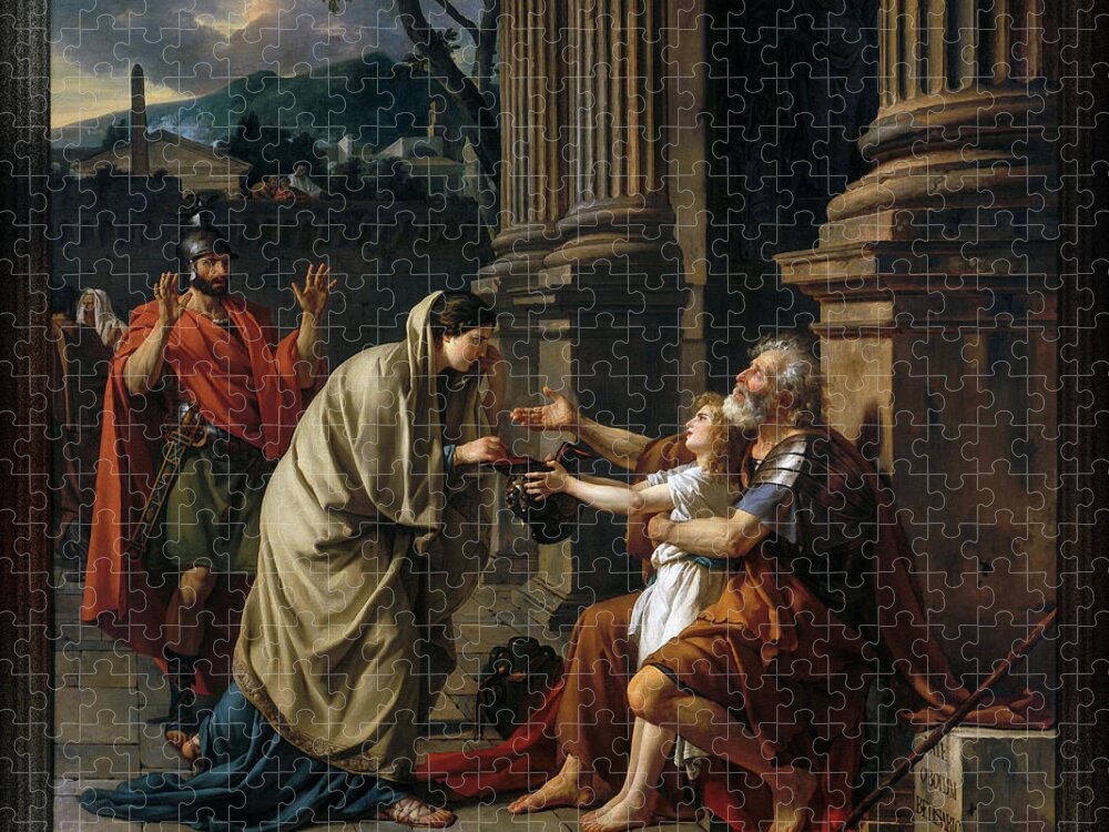 Belisarius Jigsaw Puzzle featuring the painting Belisarius by Jacques Louis David by Rolando Burbon