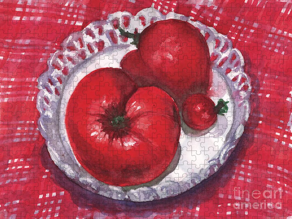 Tomatoes Jigsaw Puzzle featuring the painting Bella Tomatoes by Amy Stielstra