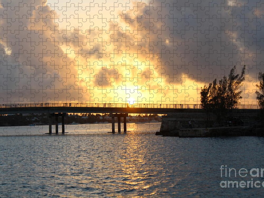 Bermuda Sunset Over Bridge Jigsaw Puzzle featuring the photograph Bermuda Sunset over Bridge by Barbra Telfer
