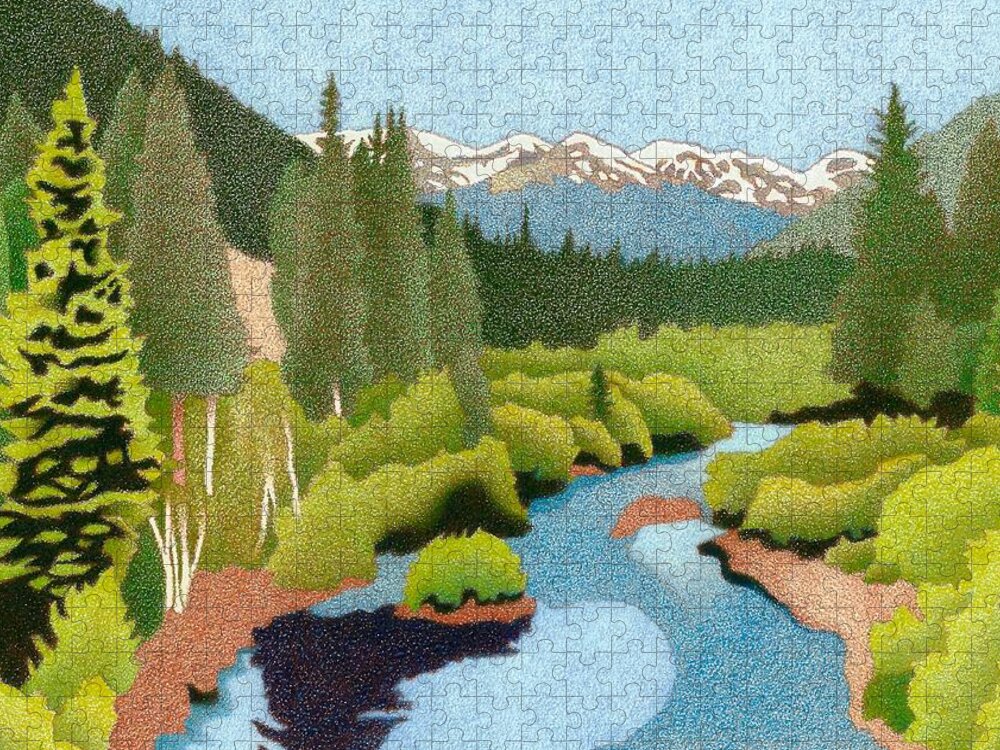 Art Jigsaw Puzzle featuring the drawing Berthoud Pass by Dan Miller