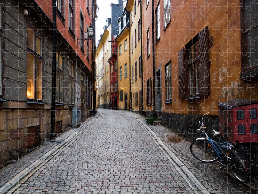 Tranquility Jigsaw Puzzle featuring the photograph Bike Standing Near Street by Johan Klovsjö
