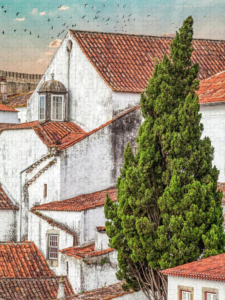Castle Jigsaw Puzzle featuring the photograph Birds Over Obidos by David Letts