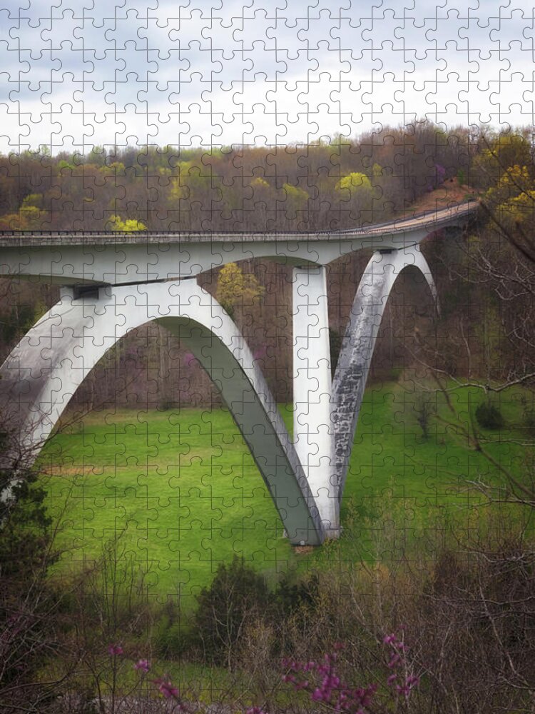 Bridge Jigsaw Puzzle featuring the photograph Birdsong Hollow Double Arch Bridge by Susan Rissi Tregoning