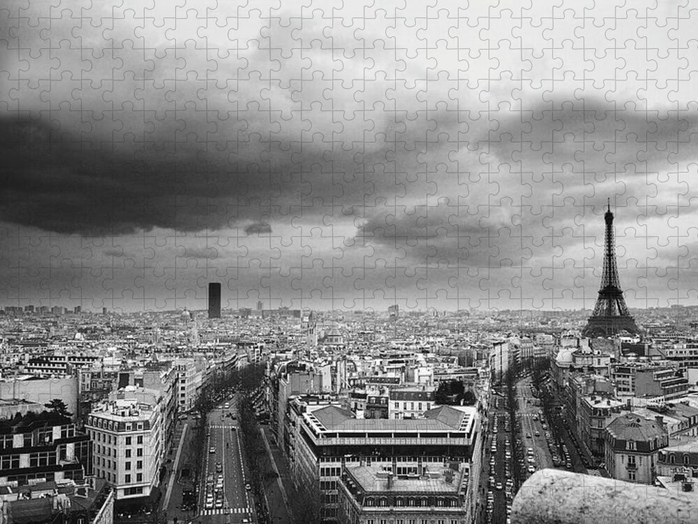 Black Color Jigsaw Puzzle featuring the photograph Black And White Aerial View Of An by Stockbyte