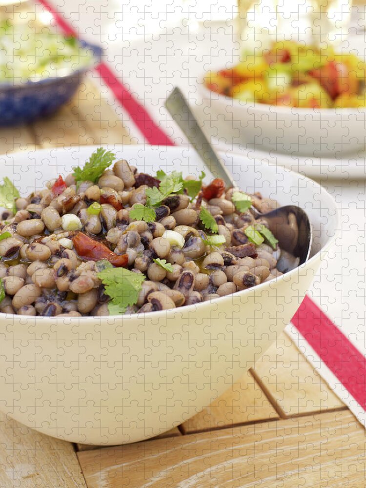 Spoon Jigsaw Puzzle featuring the photograph Black Eyed Pea Salad by James Baigrie