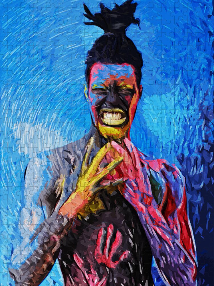 Art Jigsaw Puzzle featuring the digital art Black Guy Painted with colors by Carlos V