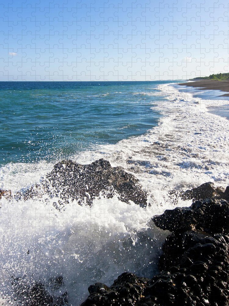 Long Jigsaw Puzzle featuring the photograph Black Sand Beach by Davorlovincic