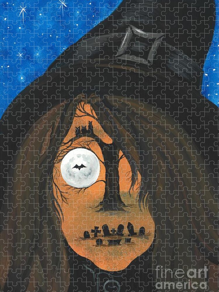 Print Jigsaw Puzzle featuring the painting Blair Witch by Margaryta Yermolayeva