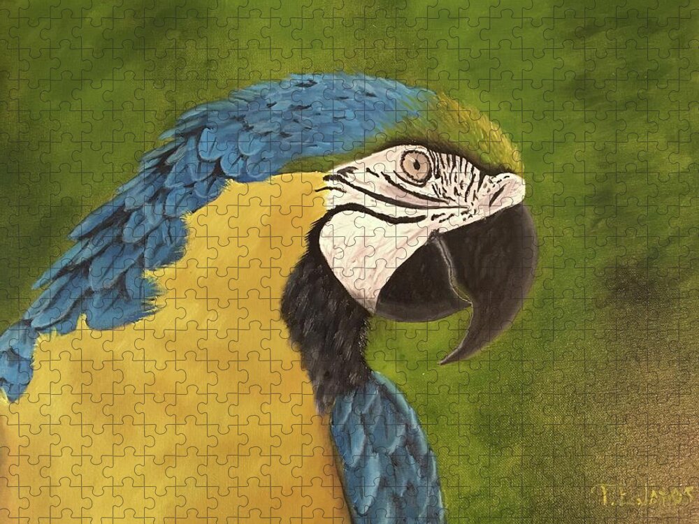 Bird Jigsaw Puzzle featuring the painting Blue and Gold Mccaw by Thomas Janos