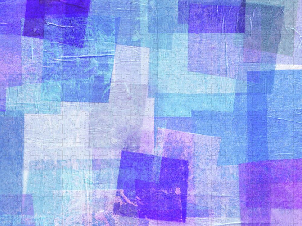 Art Jigsaw Puzzle featuring the photograph Blue And Purple Tissue Paper Collage by Qweek