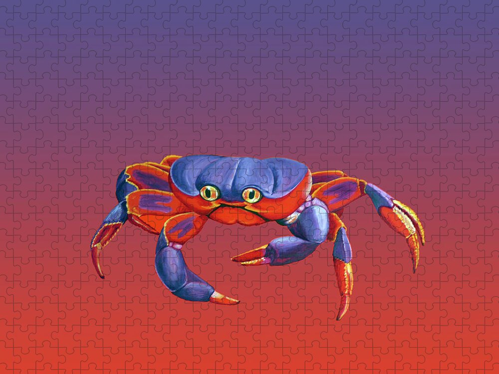 Blue Crab Jigsaw Puzzle featuring the painting Blue Crab crawling by David Arrigoni