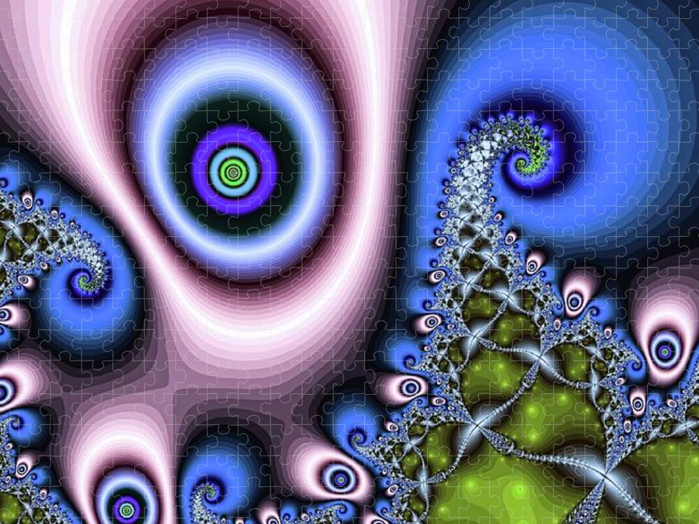 Fractal Jigsaw Puzzle featuring the digital art Blue Dancing Eye by Don Northup