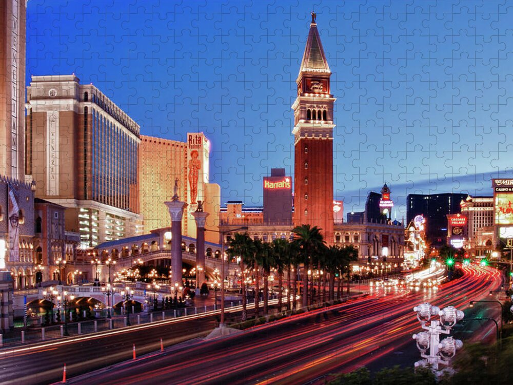 Outdoors Jigsaw Puzzle featuring the photograph Blue Hour In Las Vegas by Bert Kaufmann Photography