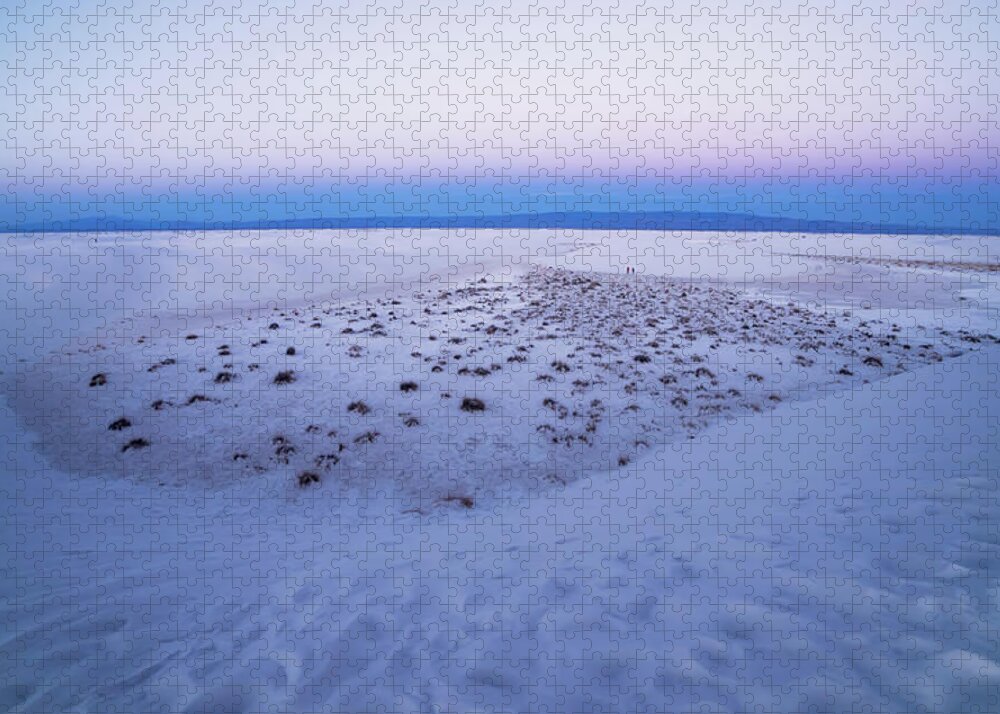Playa Desert Gypsum White Sands Nm New Mexico National Monument Blue Jigsaw Puzzle featuring the photograph Blue Hour - post sunset over a Playa at White Sands National Monument New Mexico by Peter Herman