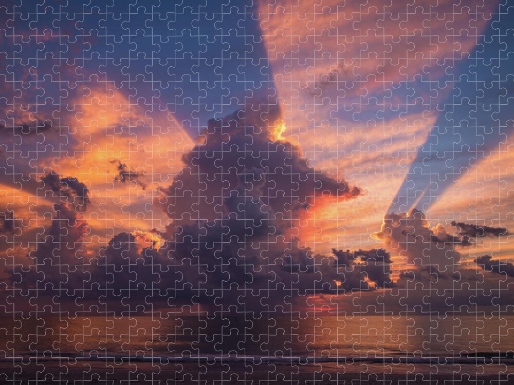 Beach Jigsaw Puzzle featuring the photograph Blue Orange Sunset by Joe Leone