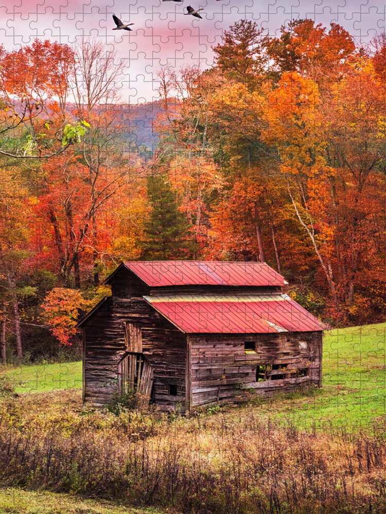 Appalachia Jigsaw Puzzle featuring the photograph Blue Ridge Smoky Mountain Barn by Debra and Dave Vanderlaan