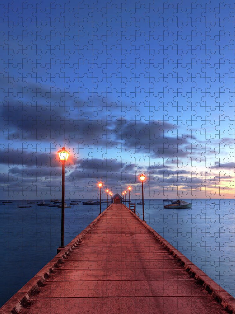 Tranquility Jigsaw Puzzle featuring the photograph Boat Jetty, Oistins, Barbados by Michele Falzone