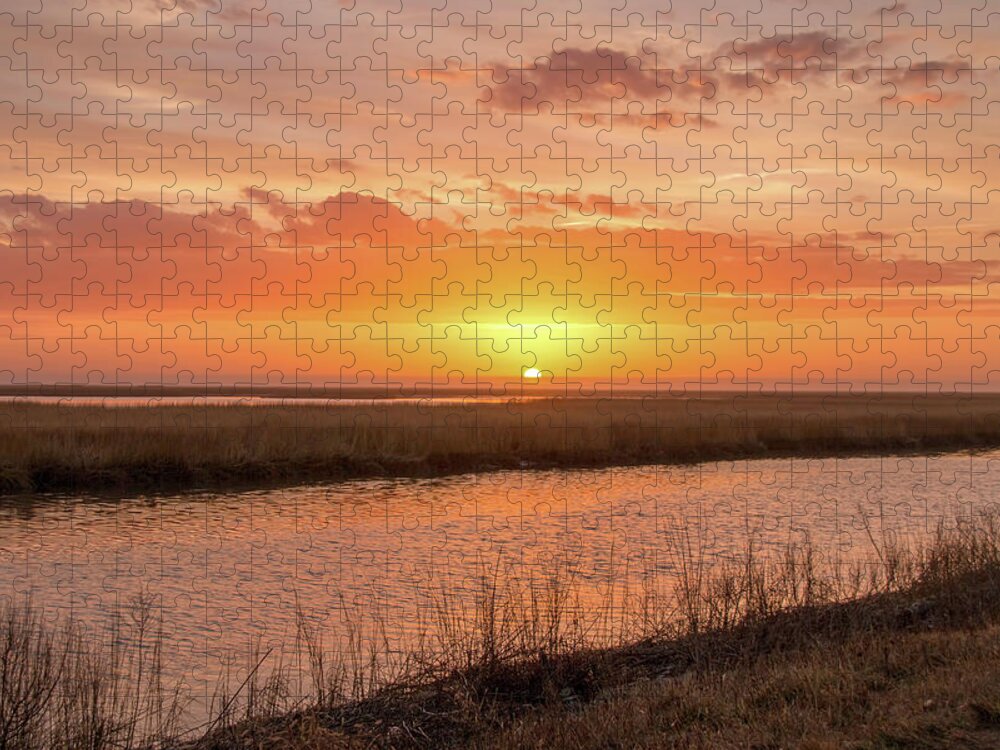 Bombay Hook Jigsaw Puzzle featuring the photograph Bombay Hook Sunrise by Kristia Adams
