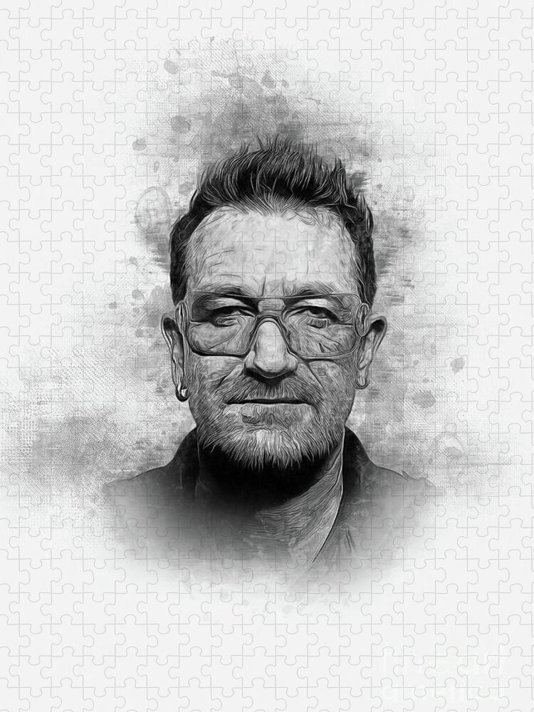 U2 Jigsaw Puzzle featuring the digital art Bono by Ian Mitchell