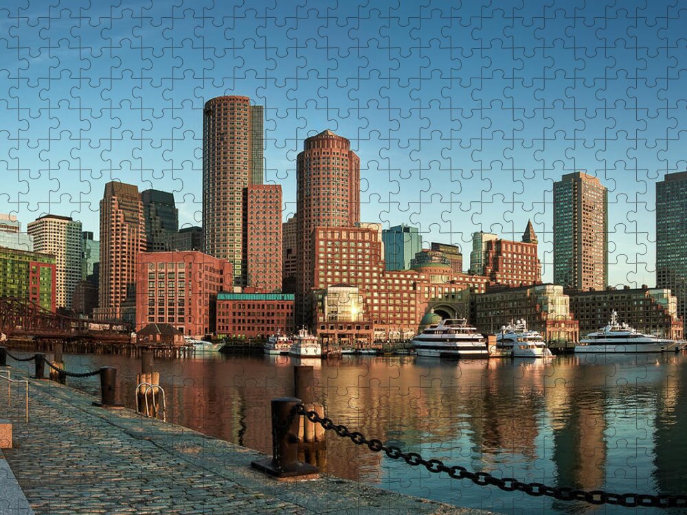 Outdoors Jigsaw Puzzle featuring the photograph Boston Morning Skyline by Sebastian Schlueter (sibbiblue)