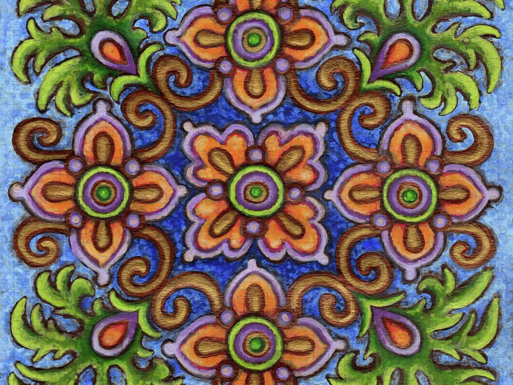 Ornamental Jigsaw Puzzle featuring the painting Botanical Mandala 1 by Amy E Fraser