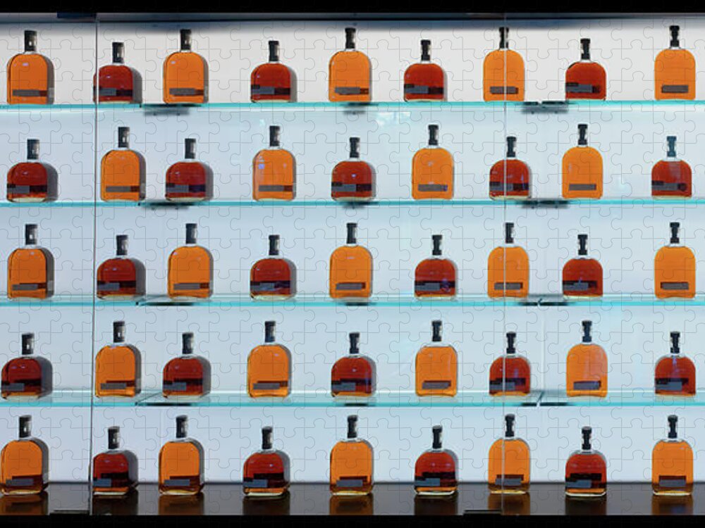 Woodford Reserve Jigsaw Puzzle featuring the photograph Bourbon Bottles by Susan Rissi Tregoning