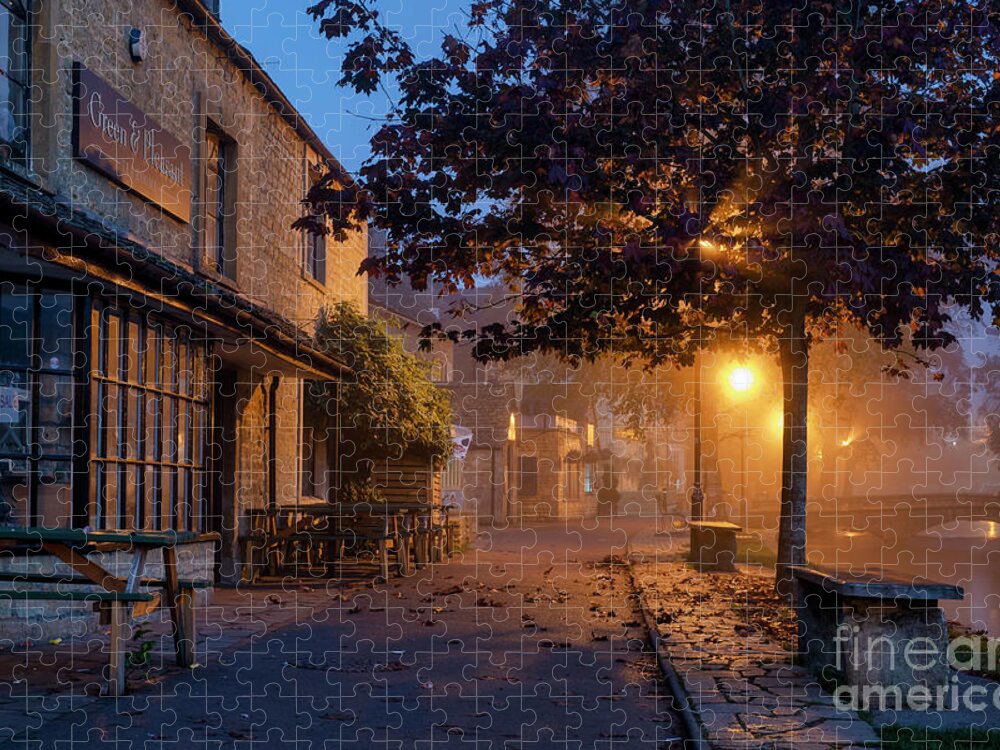 Bourton On The Water Jigsaw Puzzle featuring the photograph Bourton on the Water October Morning by Tim Gainey