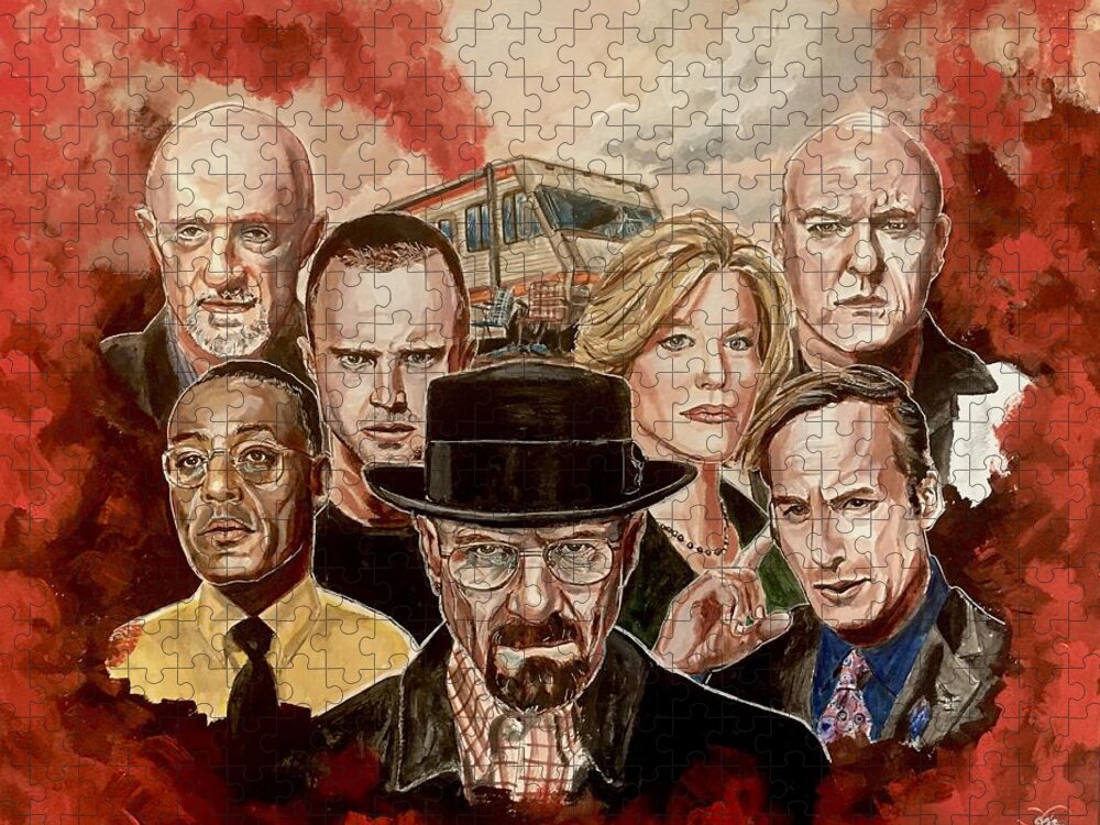 Breaking Bad Jigsaw Puzzle featuring the painting Breaking Bad Family Portrait by Joel Tesch