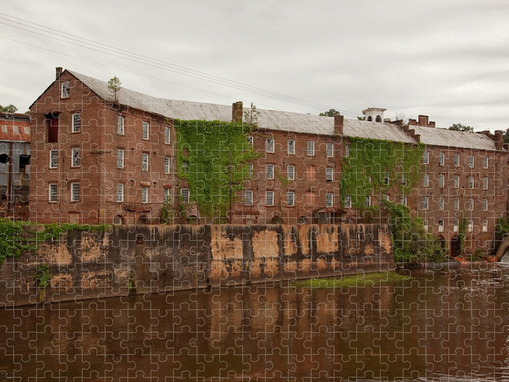 Stream Jigsaw Puzzle featuring the painting Brick Mill Factory Buildings by Carol Highsmith