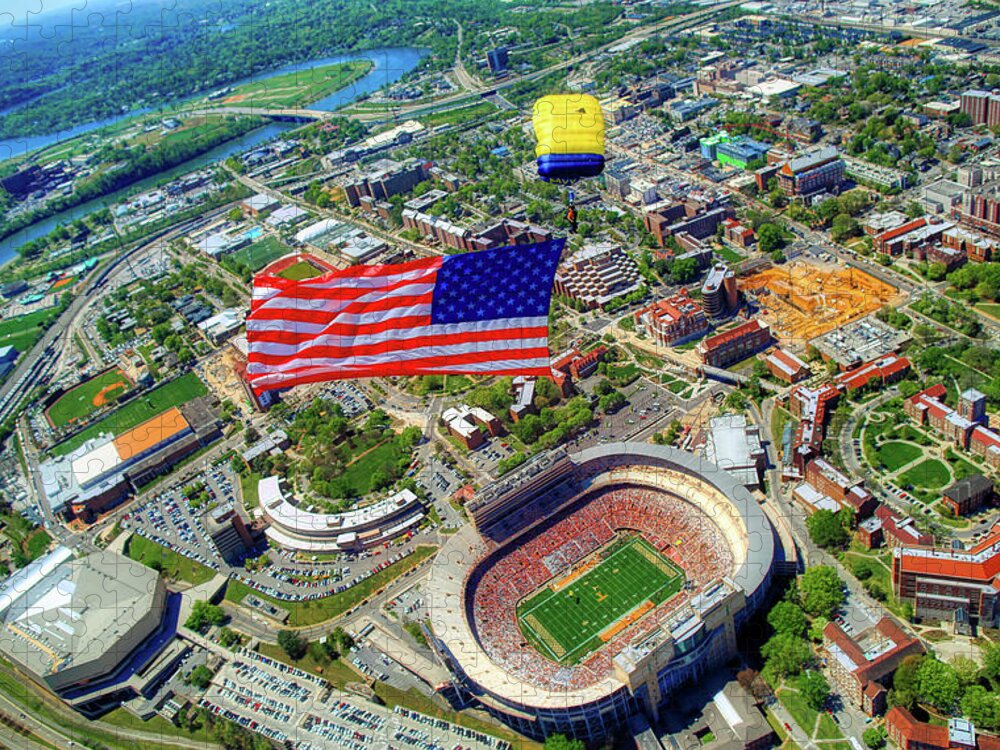 Us Navy Jigsaw Puzzle featuring the photograph Bring The Flag To Neyland Stadium by Mountain Dreams