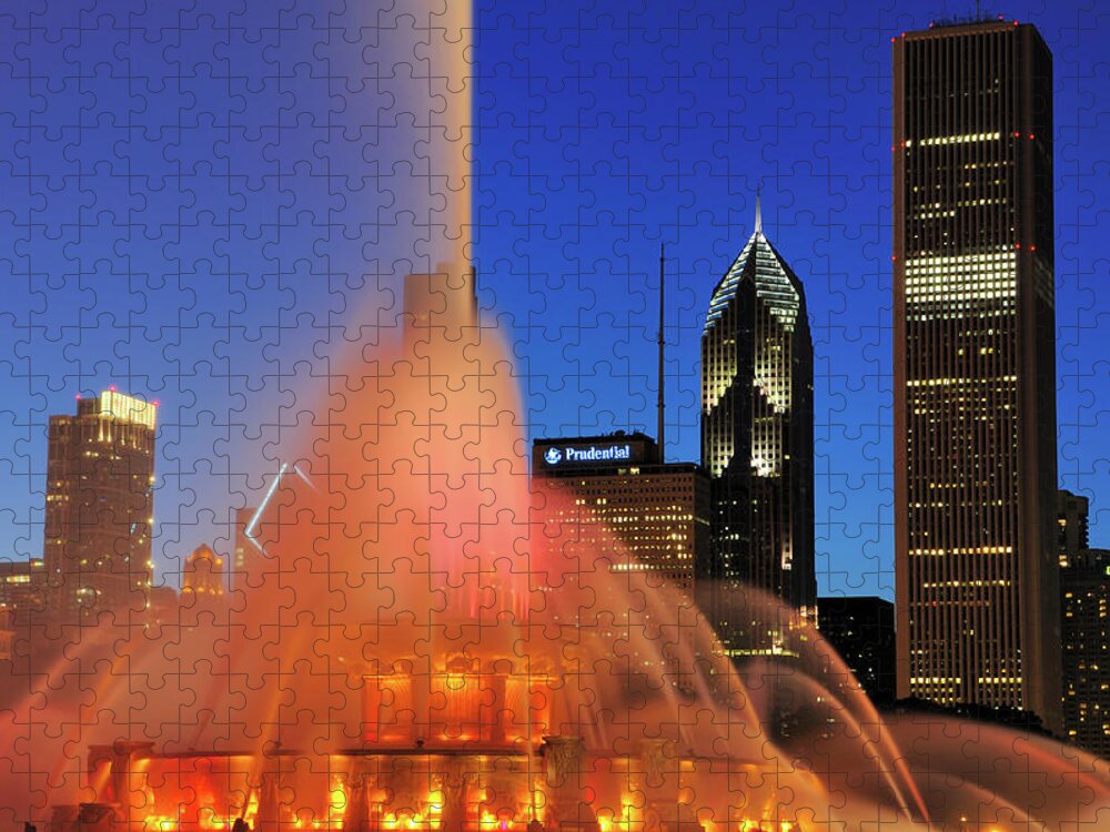 Tranquility Jigsaw Puzzle featuring the photograph Buckingham Fountain, Chicago by Bruce Leighty