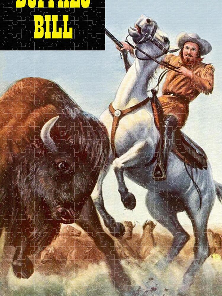 Comic Jigsaw Puzzle featuring the painting Buffalo Bill by Unknown