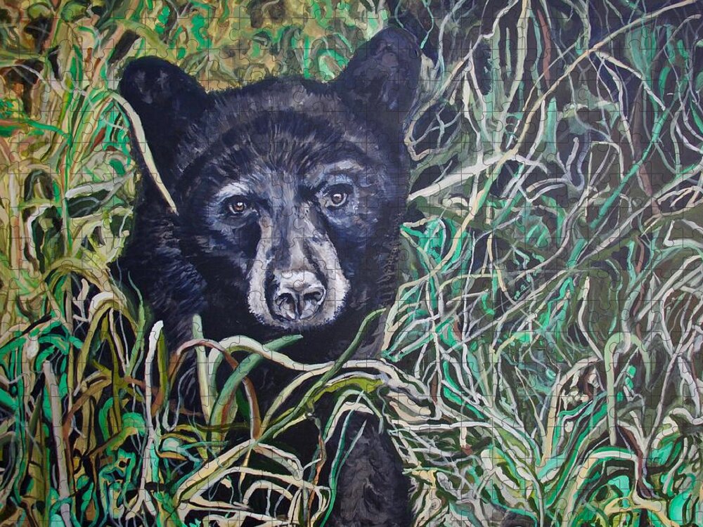 Black Bear Jigsaw Puzzle featuring the painting Buford by Tom Roderick