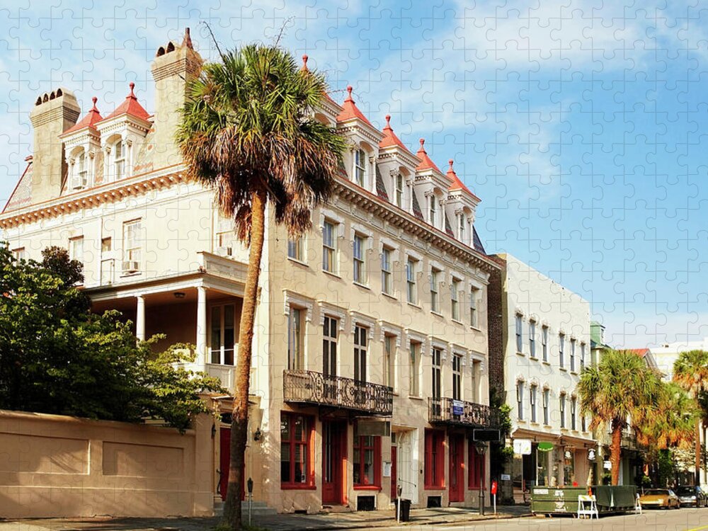 Shadow Jigsaw Puzzle featuring the photograph Buildings Along A Road, Charleston by Glowimages