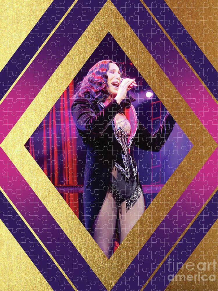 Cher Jigsaw Puzzle featuring the digital art Burlesque Cher Diamond by Cher Style