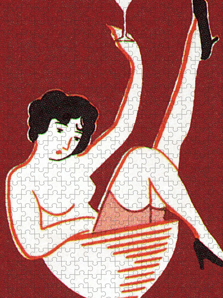 Activity Jigsaw Puzzle featuring the drawing Burlesque dancer in glass by CSA Images