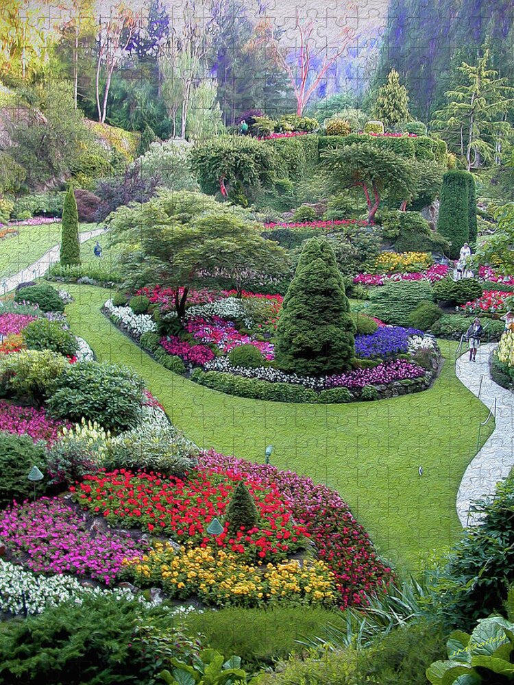 Attraction Jigsaw Puzzle featuring the photograph Butchart Gardens by John M Bailey