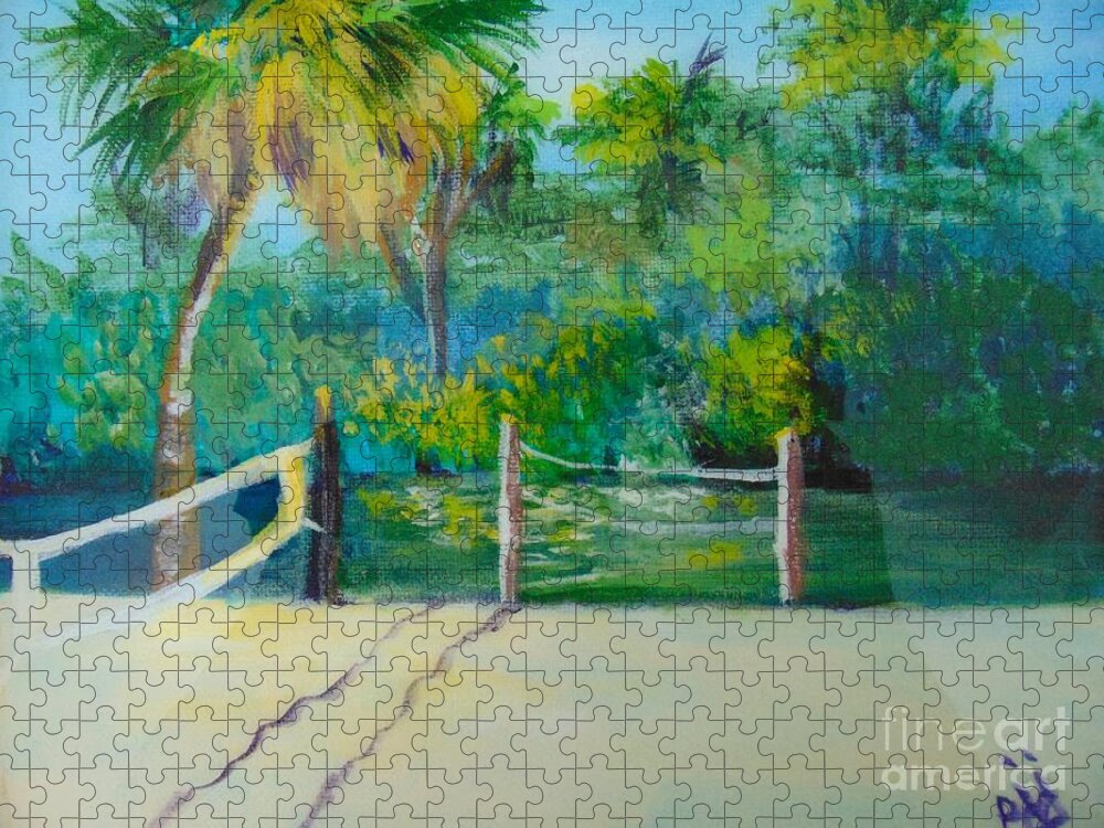 Epoxy Jigsaw Puzzle featuring the painting By the Bayou by Saundra Johnson