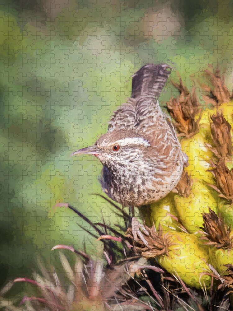 American Southwest Jigsaw Puzzle featuring the photograph Cactus Wren by James Capo
