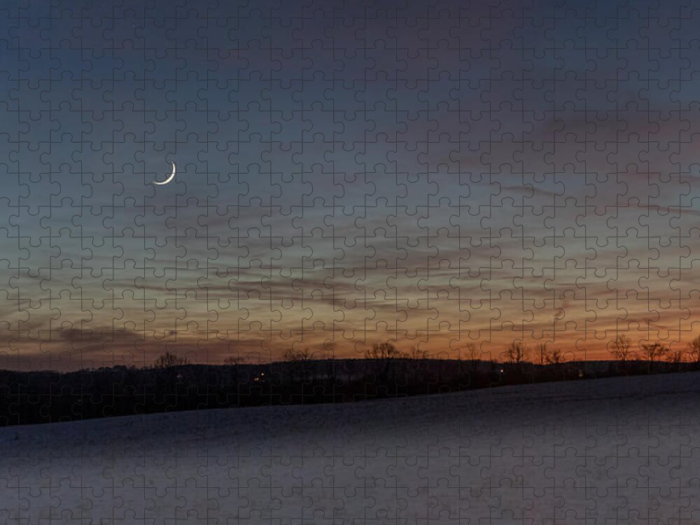 Moonset Jigsaw Puzzle featuring the photograph Camillus Moonset by Rod Best