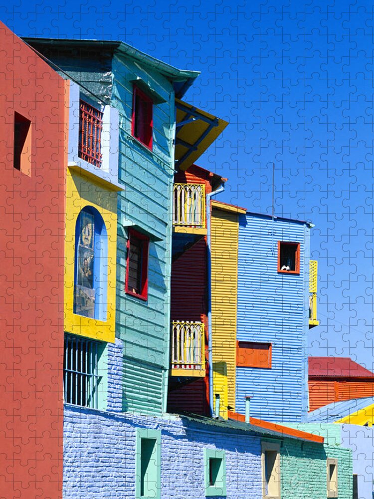 In A Row Jigsaw Puzzle featuring the photograph Caminitas La Boca District, Buenos by Brand X Pictures