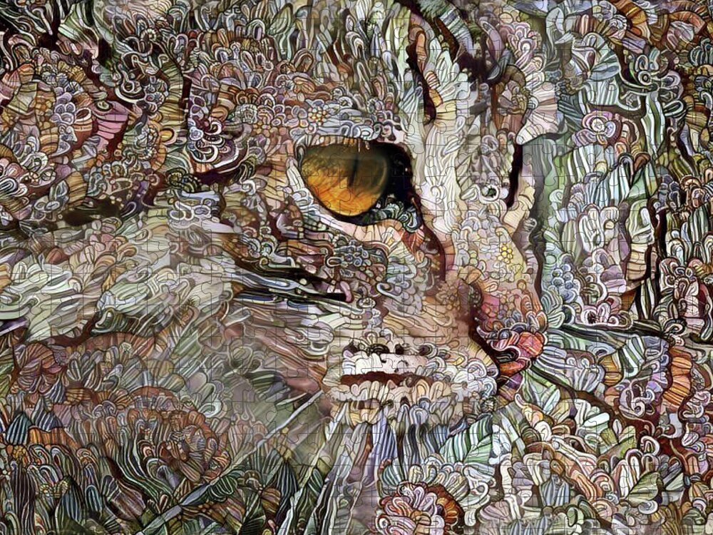 Cat Jigsaw Puzzle featuring the digital art Camo Cat by Peggy Collins