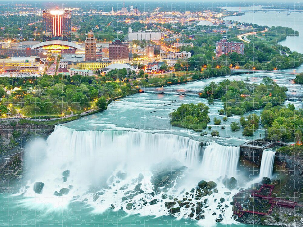 Estock Jigsaw Puzzle featuring the digital art Canada, Niagara Falls, American Falls by Pietro Canali
