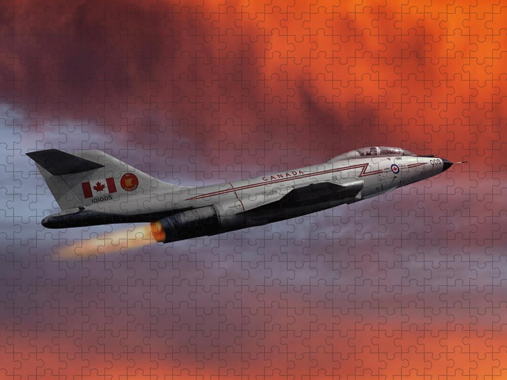 Canadian Armed Forces Jigsaw Puzzle featuring the mixed media Canadian Supersonic Sunset by Erik Simonsen